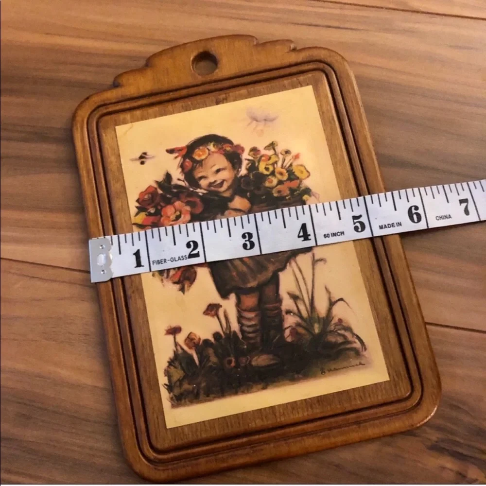 1970’s Evan’s Wooden Hobo Flower Girl Wall Art, Made‎ in the USA